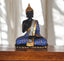 Polyresin Meditating Sitting Lord Buddha Showpiece - Cyan and Golden