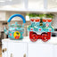 Hand Painted Aluminum Tea Kettle With Wooden Trolley Set
