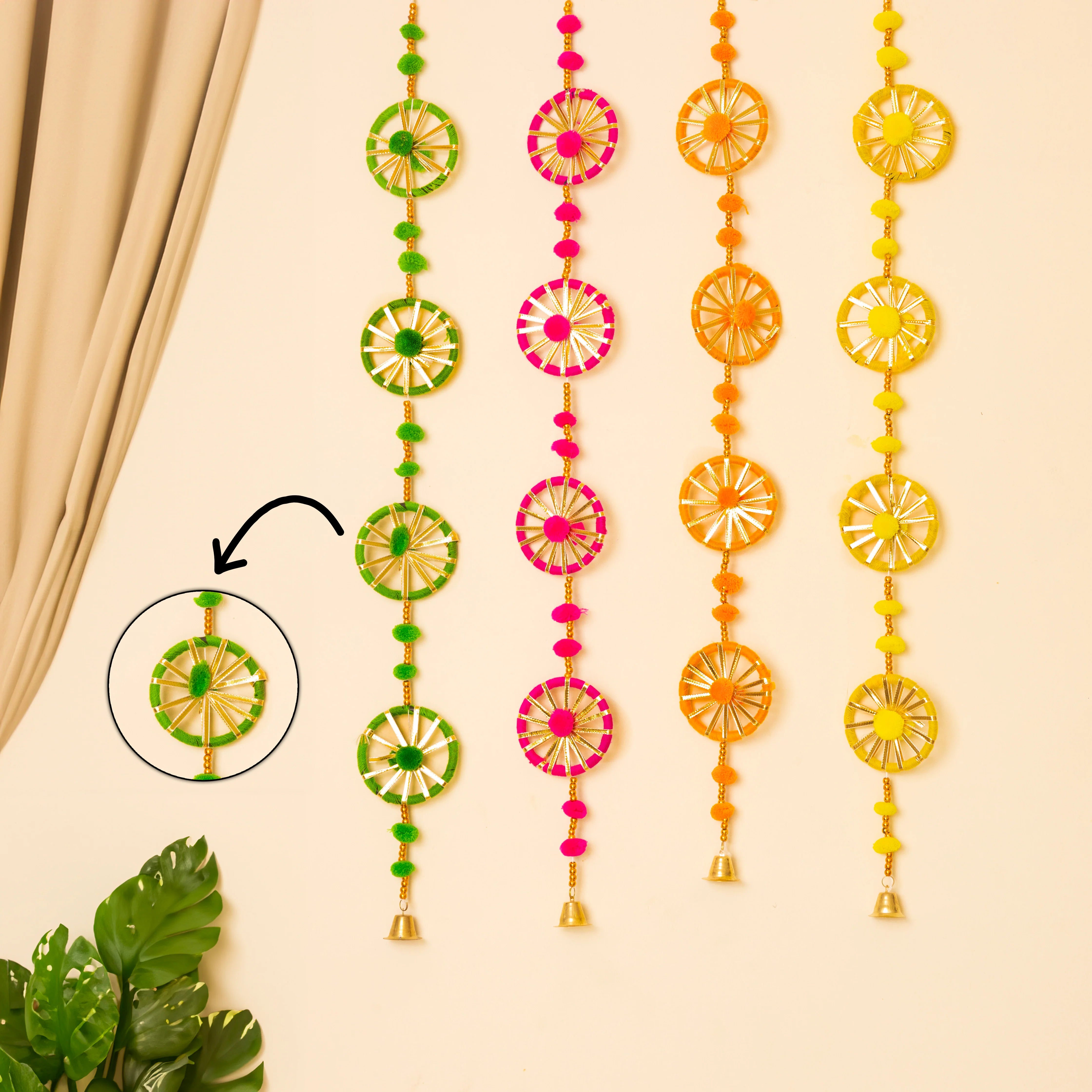 Rajasthani Chudi Line Wall Hanging Decoration set of 4 Pc Main image
