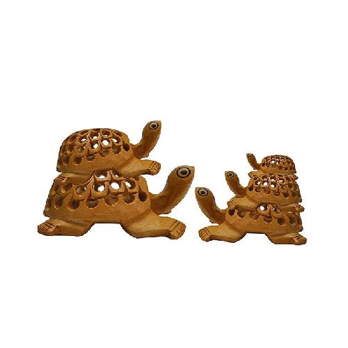 Wooden Tortoise Jali Antique Showpiece Set Of 5 Pcs Secondary image