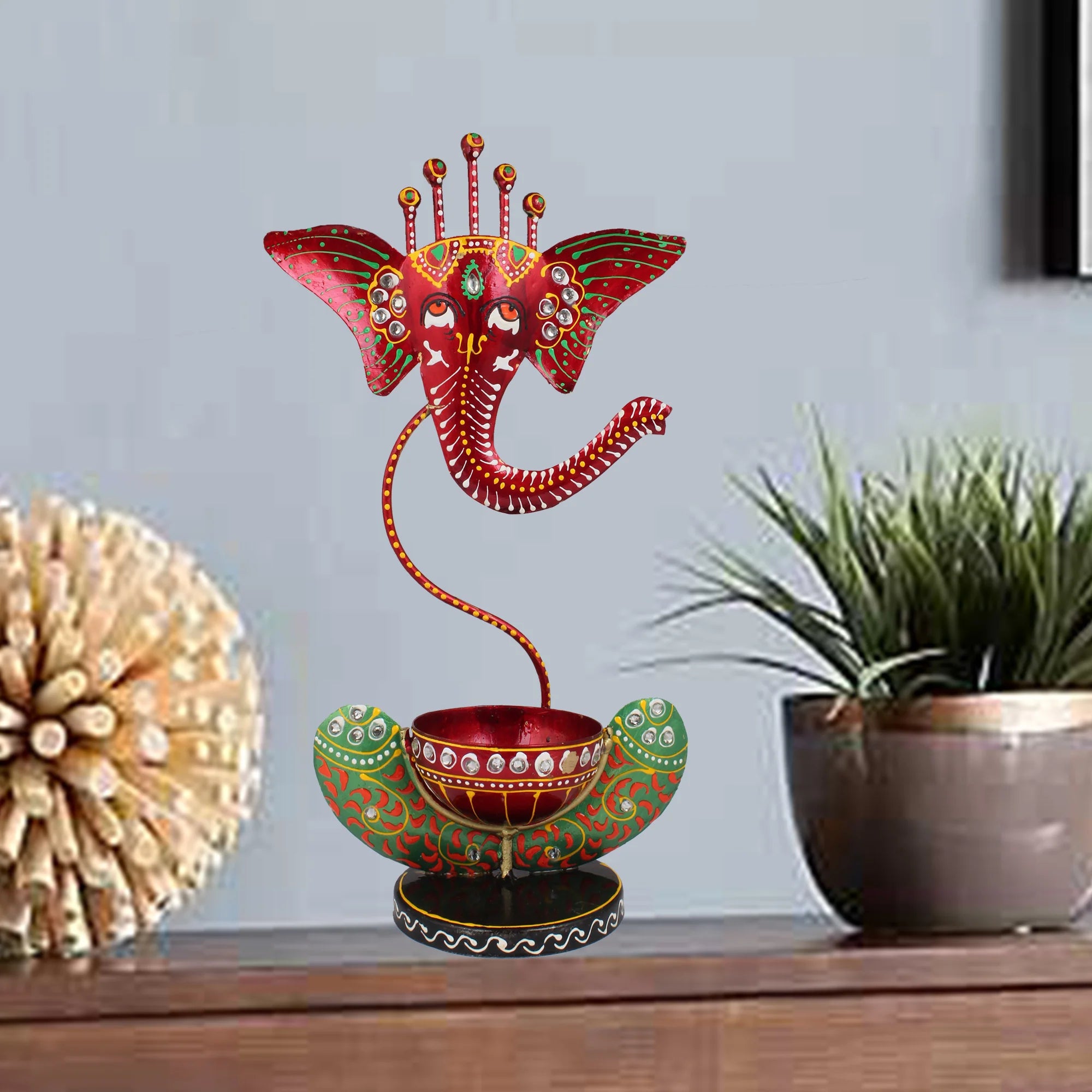 Ganesha Tea Light And Stand Showpiece 12 Inch Main image