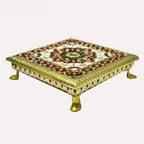 Aluminium Meenkari Metal Leg Bajoth 8 inch chauki