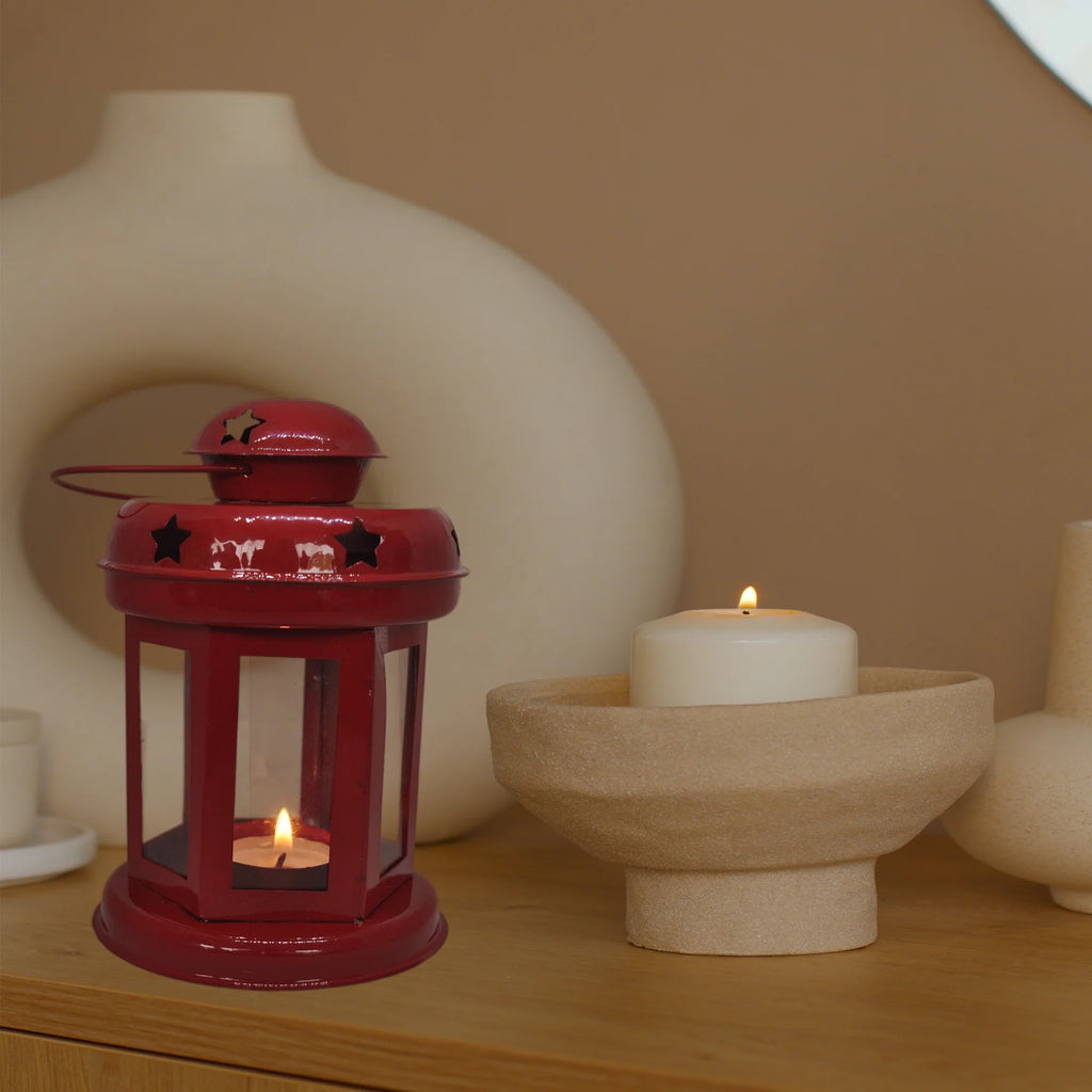 Metal Star Wall Hanging Candle Holder For Red set of 2 pc