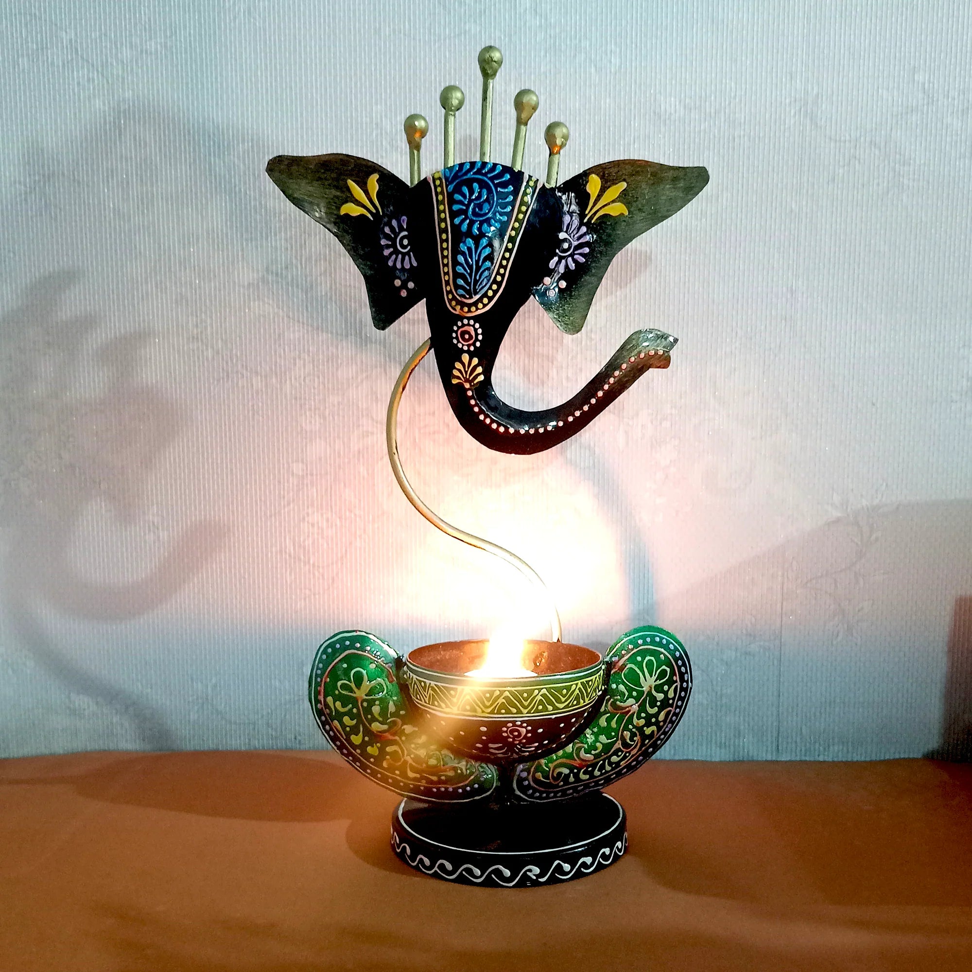 Ganesha Tea Light And Stand Showpiece 12 Inch Main image