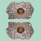 Wooden Hand block Elephant Shape Diya pair
