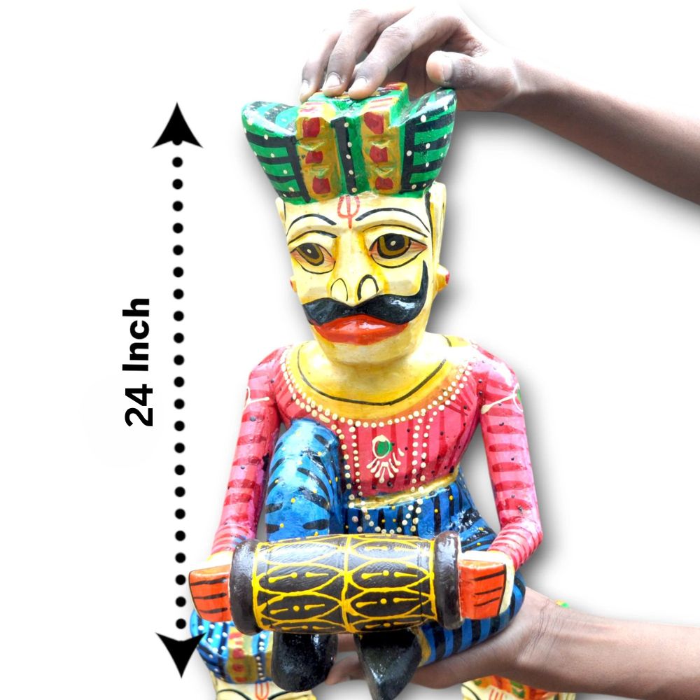 Wooden Hand-Painted Sitting Musician Figurine set of 5, 24 Inches