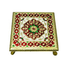 Aluminium Meenkari Metal Leg Bajoth 8 inch chauki