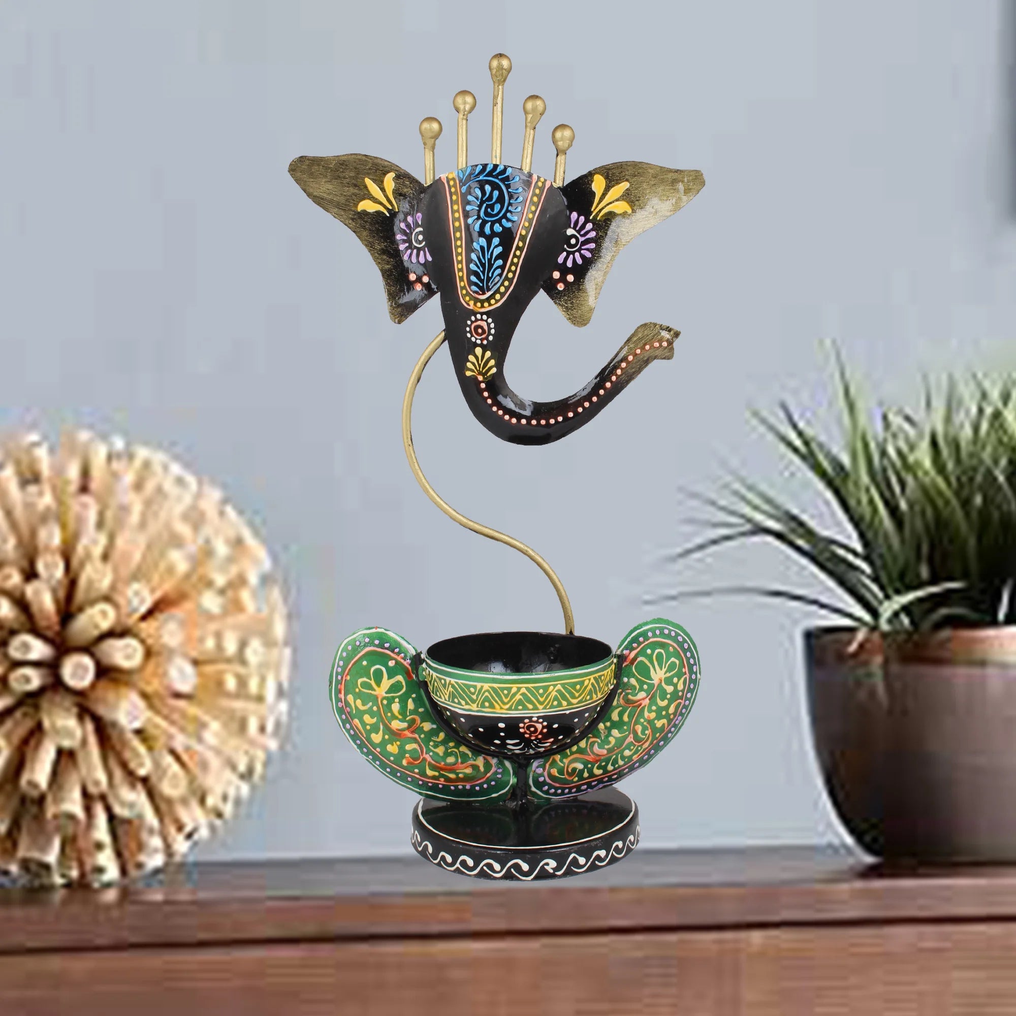Ganesha Tea Light And Stand Showpiece 12 Inch Secondary image