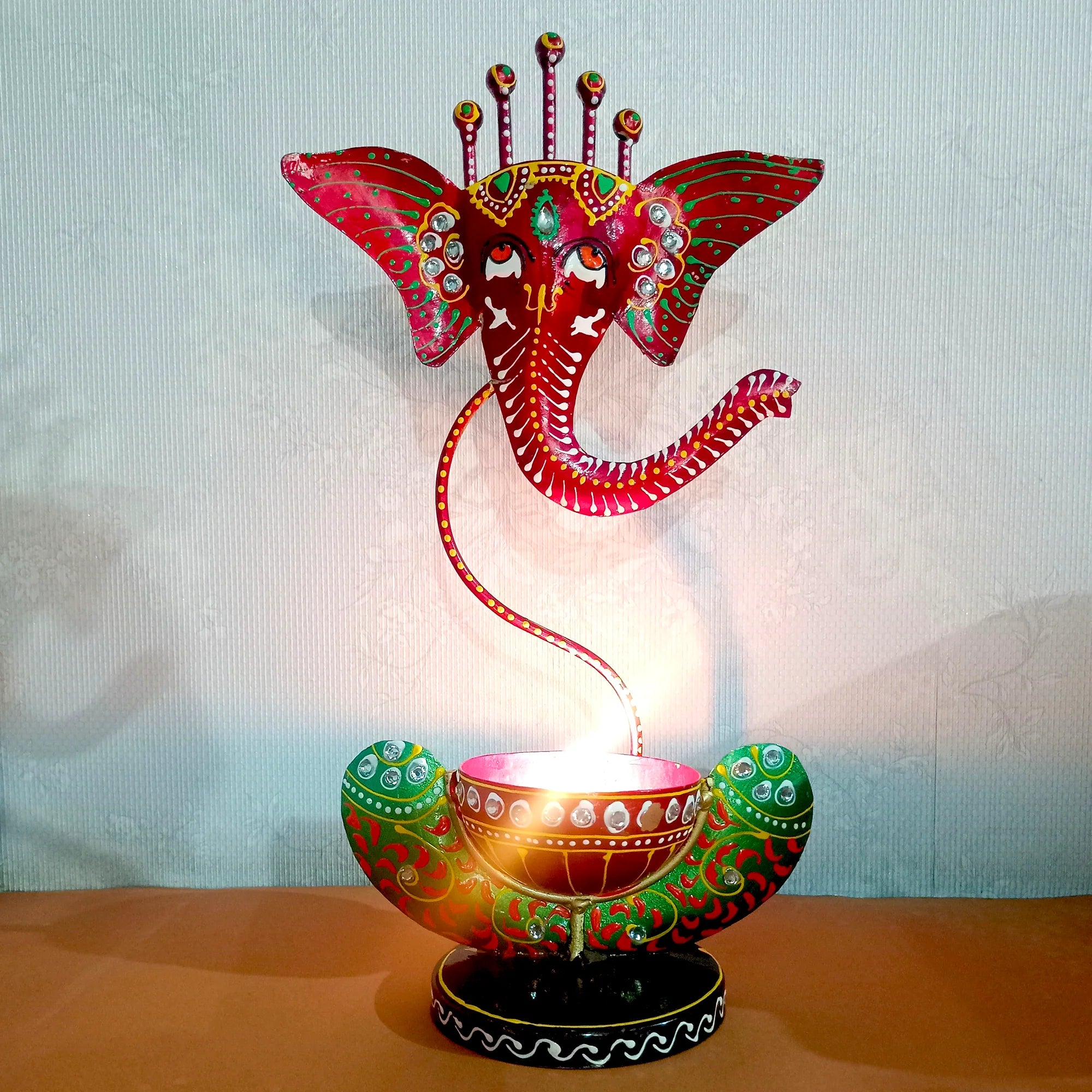 Ganesha Tea Light And Stand Showpiece 12 Inch Secondary image