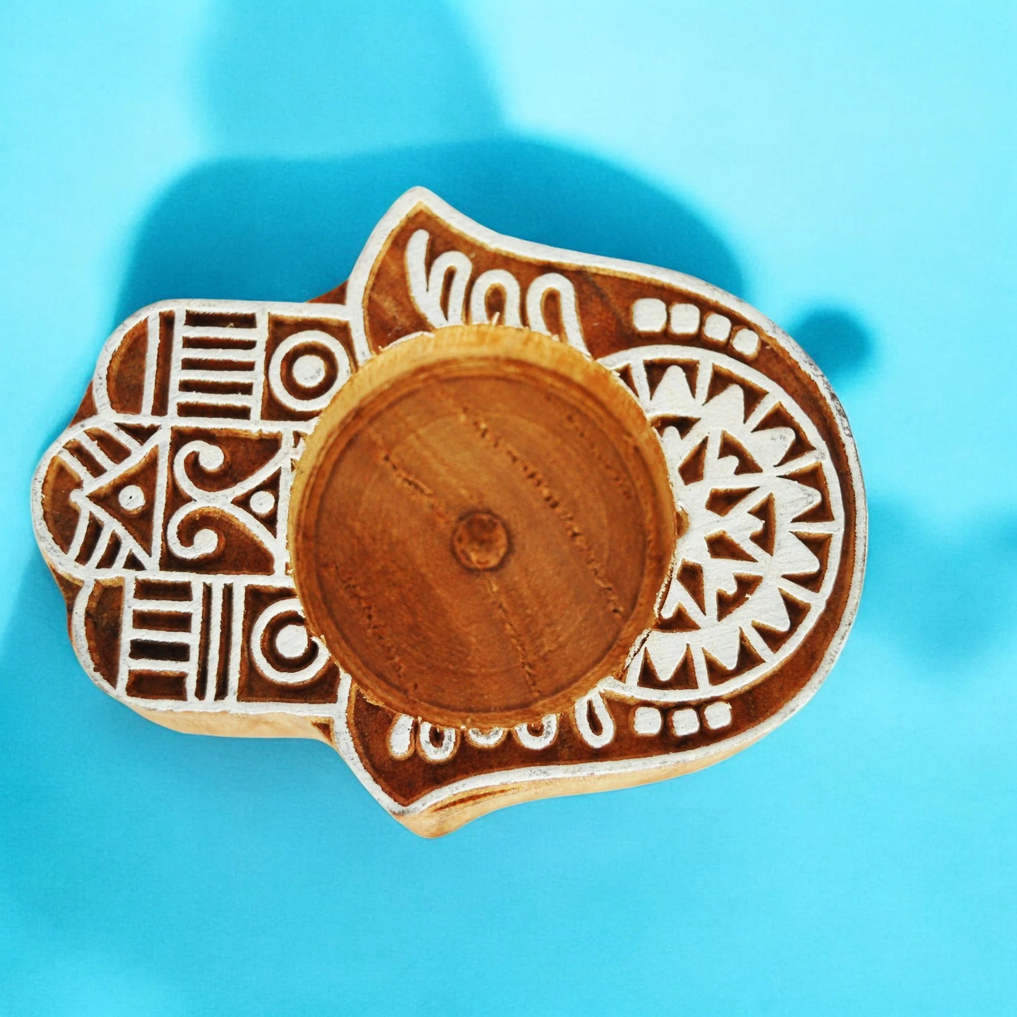 Wooden Small Block hand Shape Diya pair Main image
