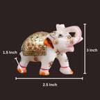 White Marble Elephant Statue Home Decor pair- 3 Inches