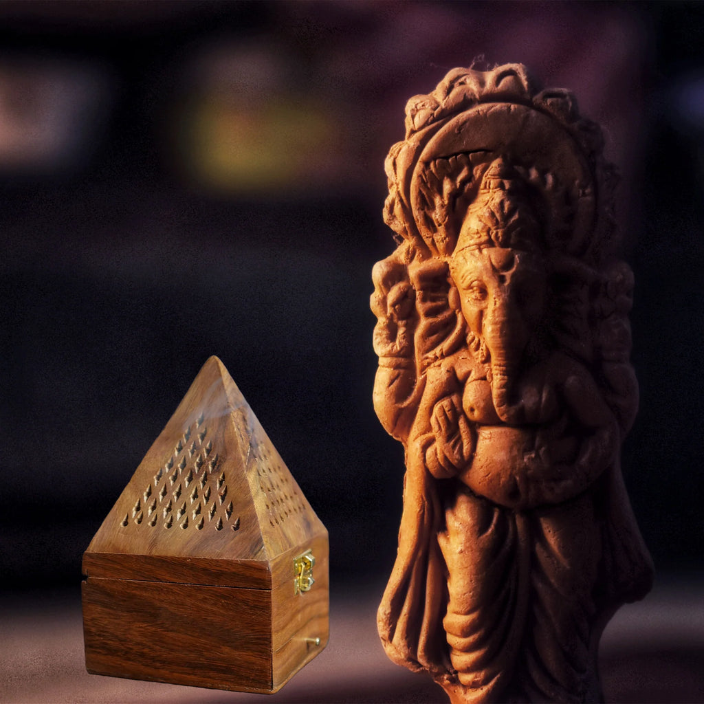 Wooden Dhoop Dani Stand / Lobandan Small Shape Box set of 2 Pc