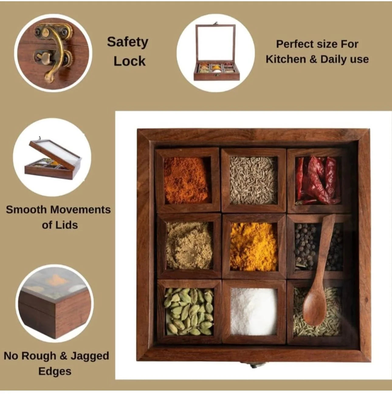 Wooden Table Top Spice Box
