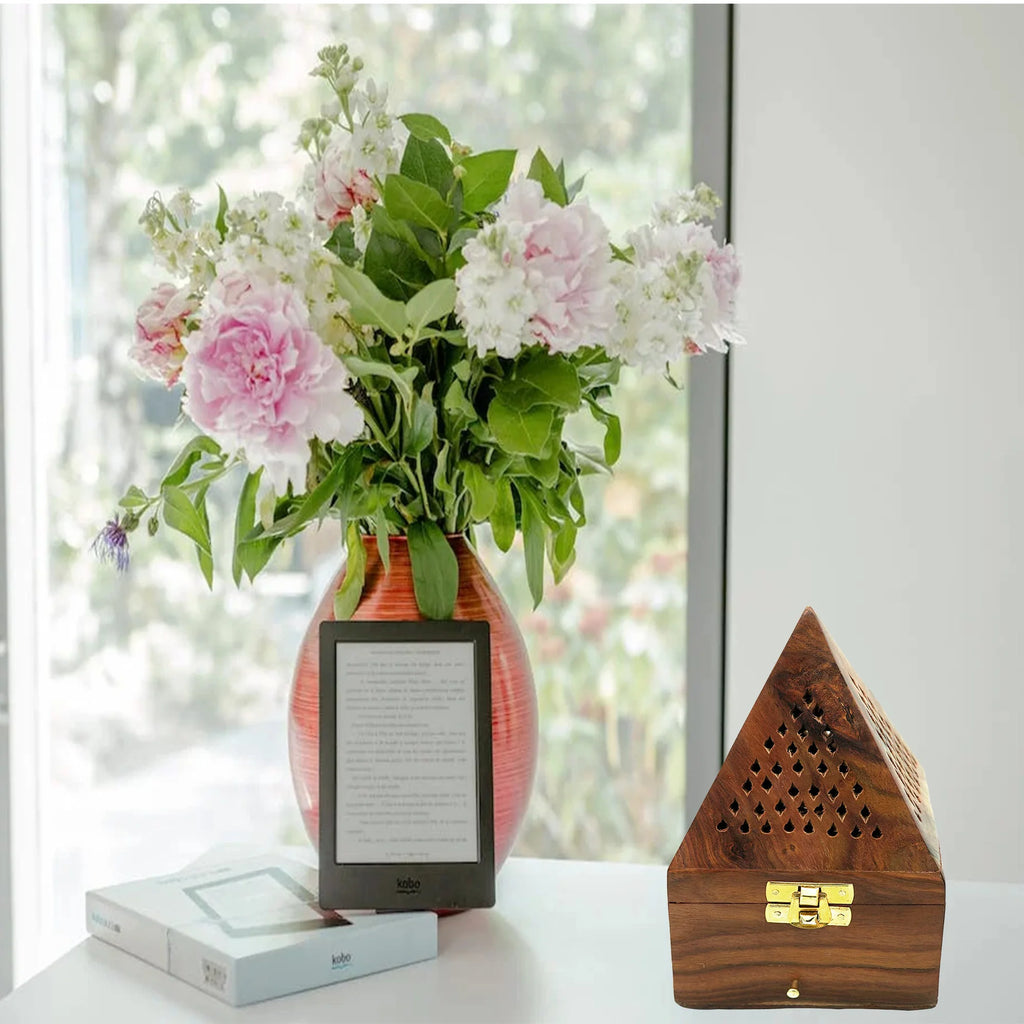 Wooden Dhoop Dani Stand / Lobandan Small Shape Box set of 2 Pc