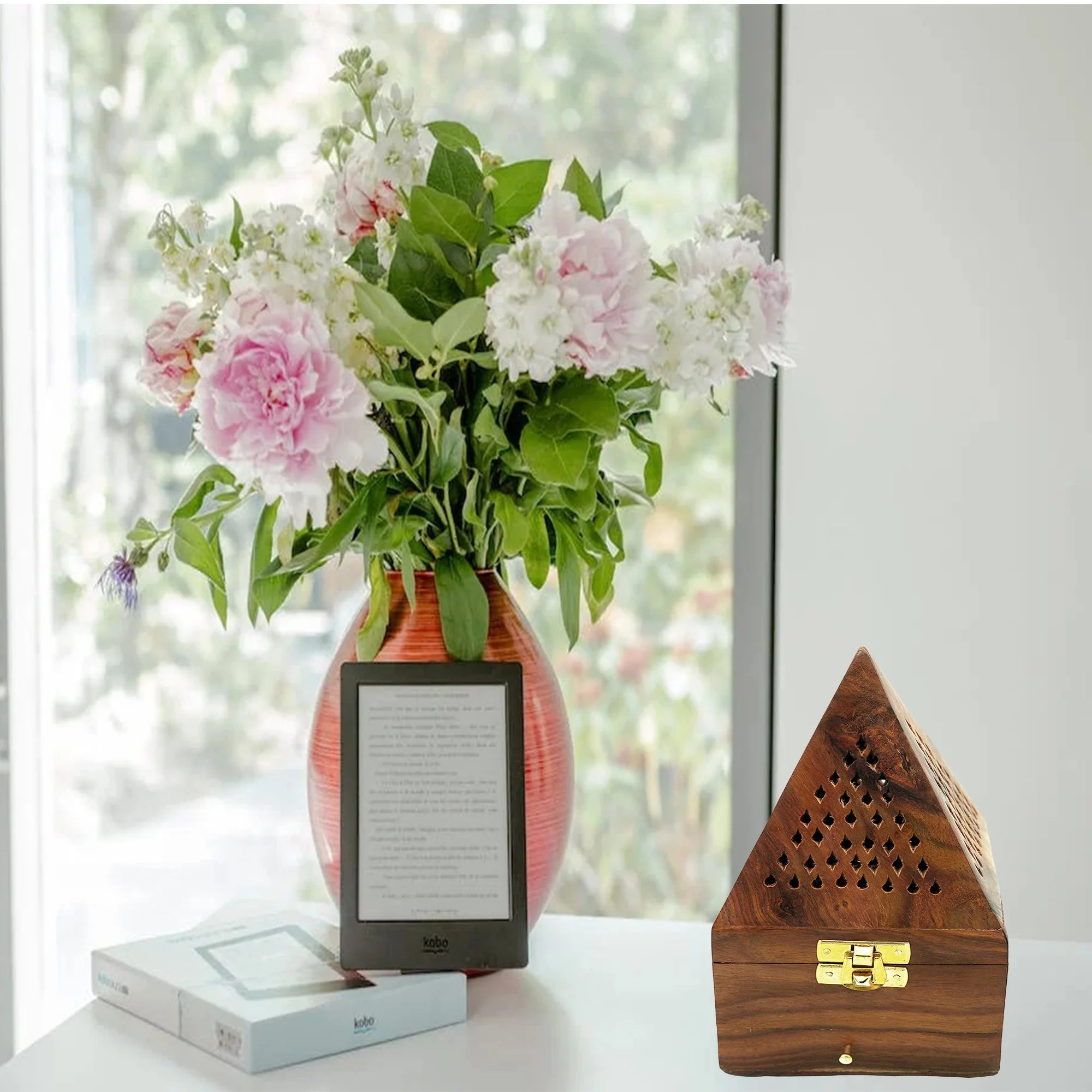 Wooden Dhoop Dani Stand / Lobandan Small Shape Box set of 2 Pc