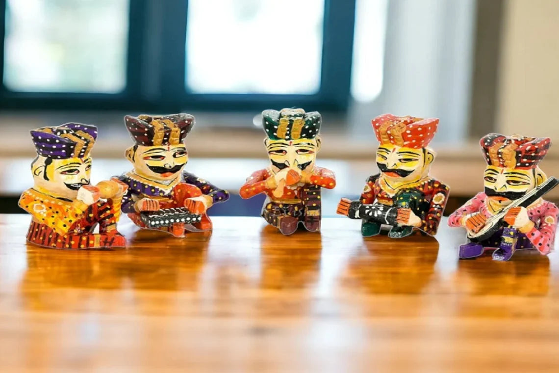 Wooden Musician Painted Babla Set of 5 In 4 Inch Multicolor Main image