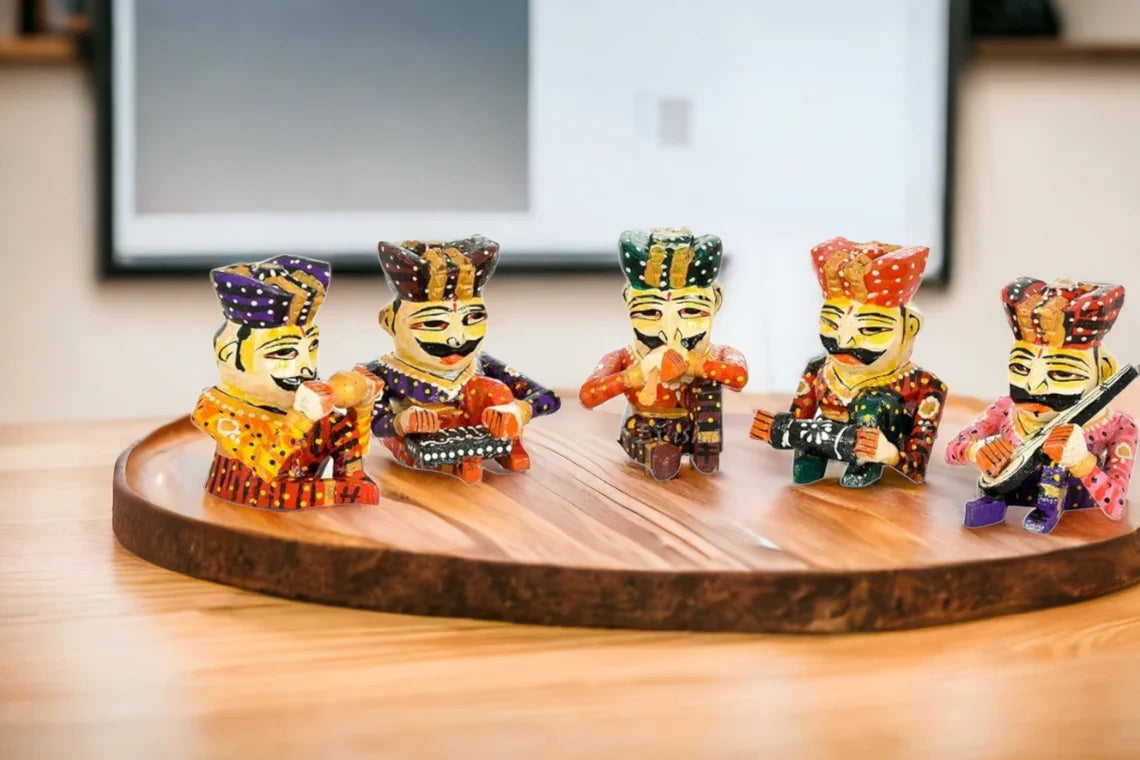 Wooden Musician Painted Babla Set of 5 In 4 Inch Multicolor Secondary image