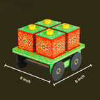 Dry Fruit Box Set of 4 With Trolley Cart - Green
