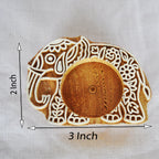 Wooden Small Elephant Block Diya - set of 8 pc