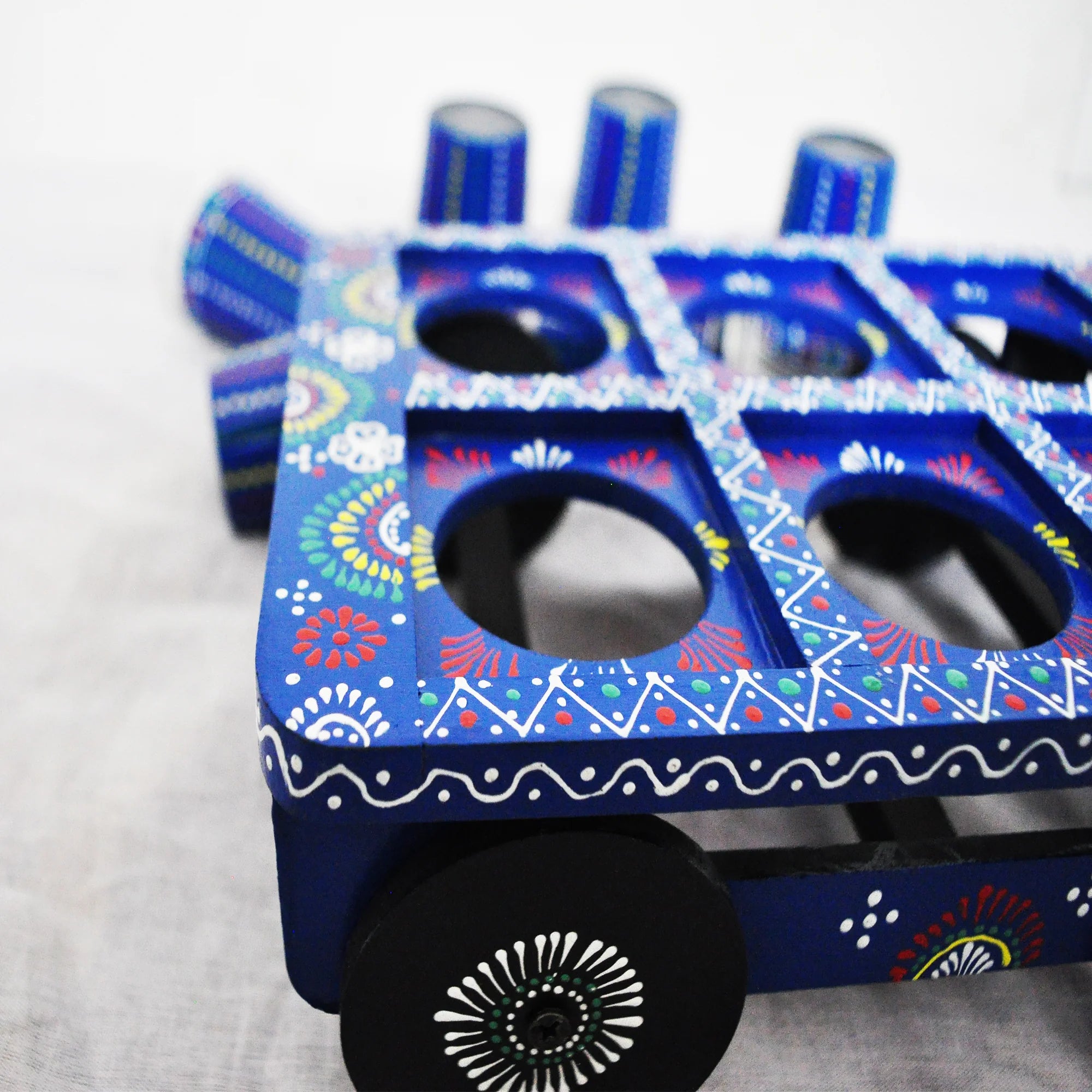 Wooden Kettle Tea Cart With 6 Glasses Set