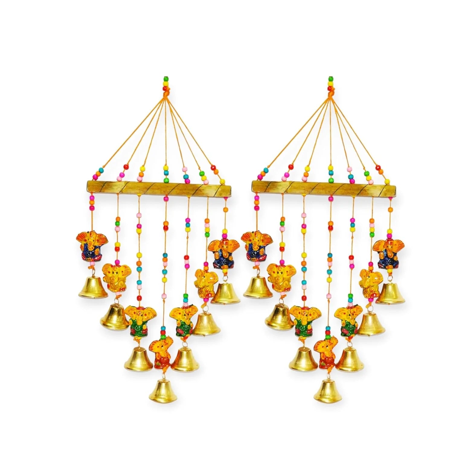 Wooden Ganesha Bells Wall Hangings Door Decorative set of two pc Secondary image