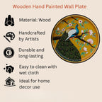 Hand-Painted Wooden Peacock Wall Plate