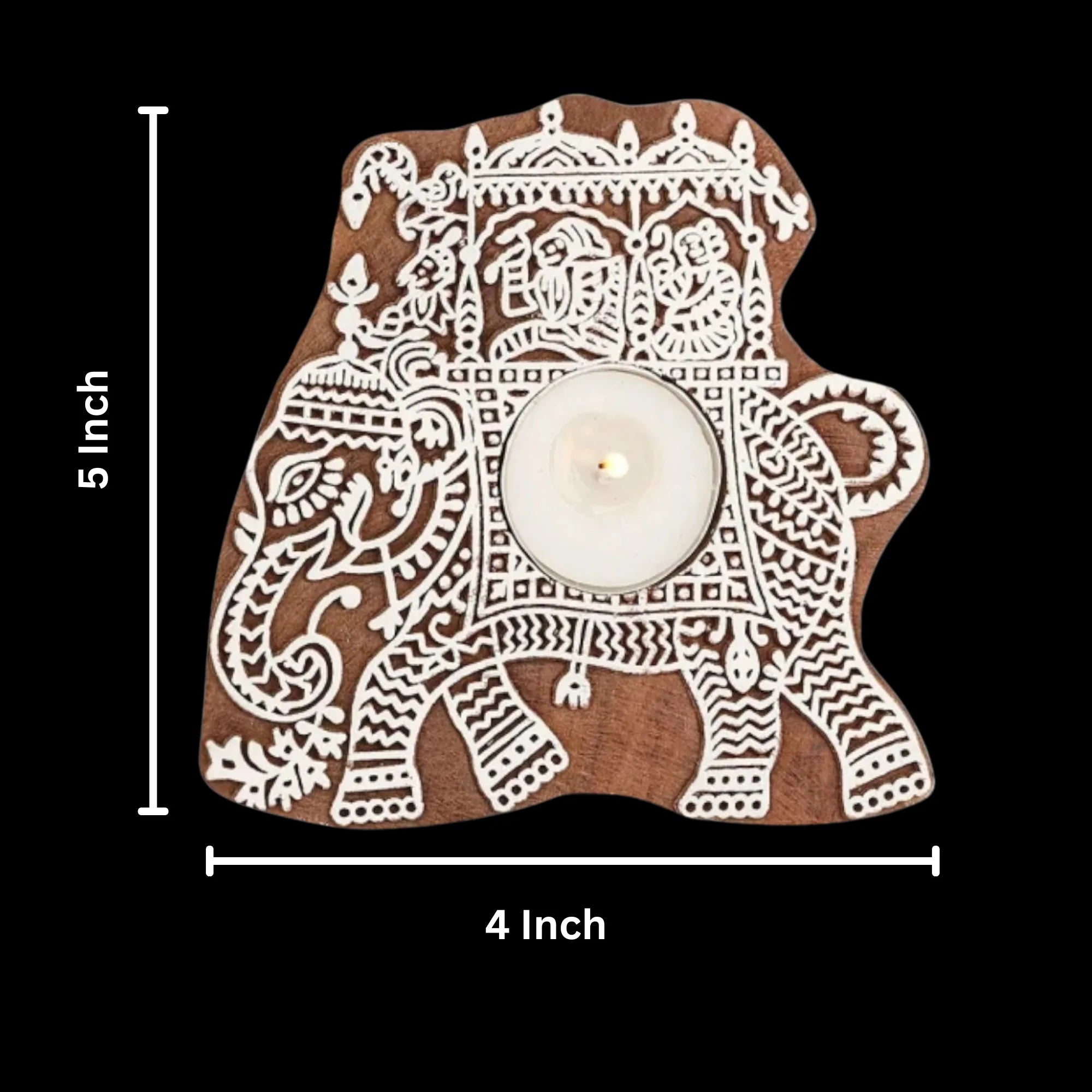 Eco-friendly Wooden Elephant Tealight Candle Holder Secondary image