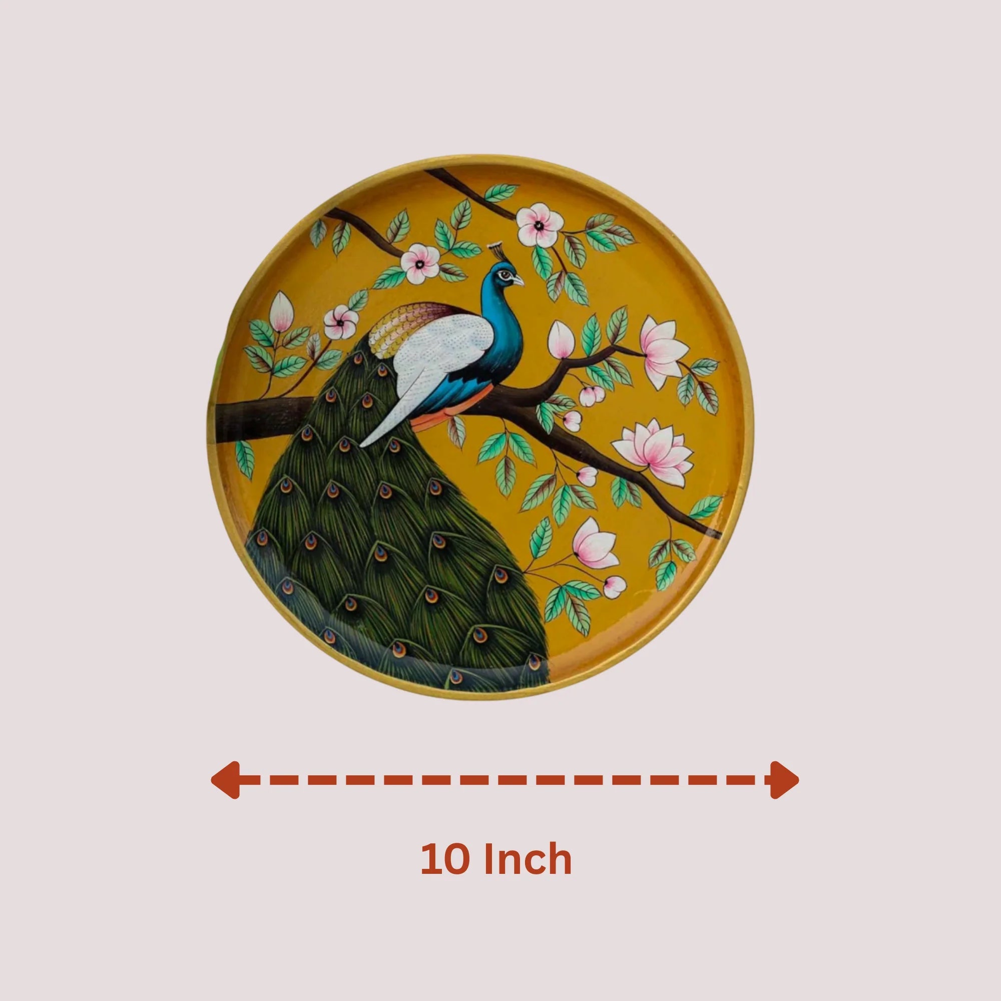Hand-Painted Wooden Peacock Wall Plate