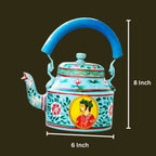 Hand Painted Aluminum Tea Kettle With Wooden Trolley Set