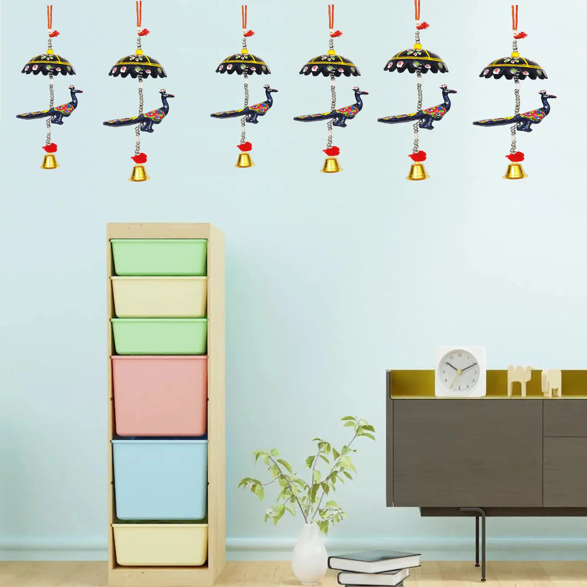 Peocock Hanging Jhoomer Dream Catcher Set of 10 pcs - Multicolour Main image