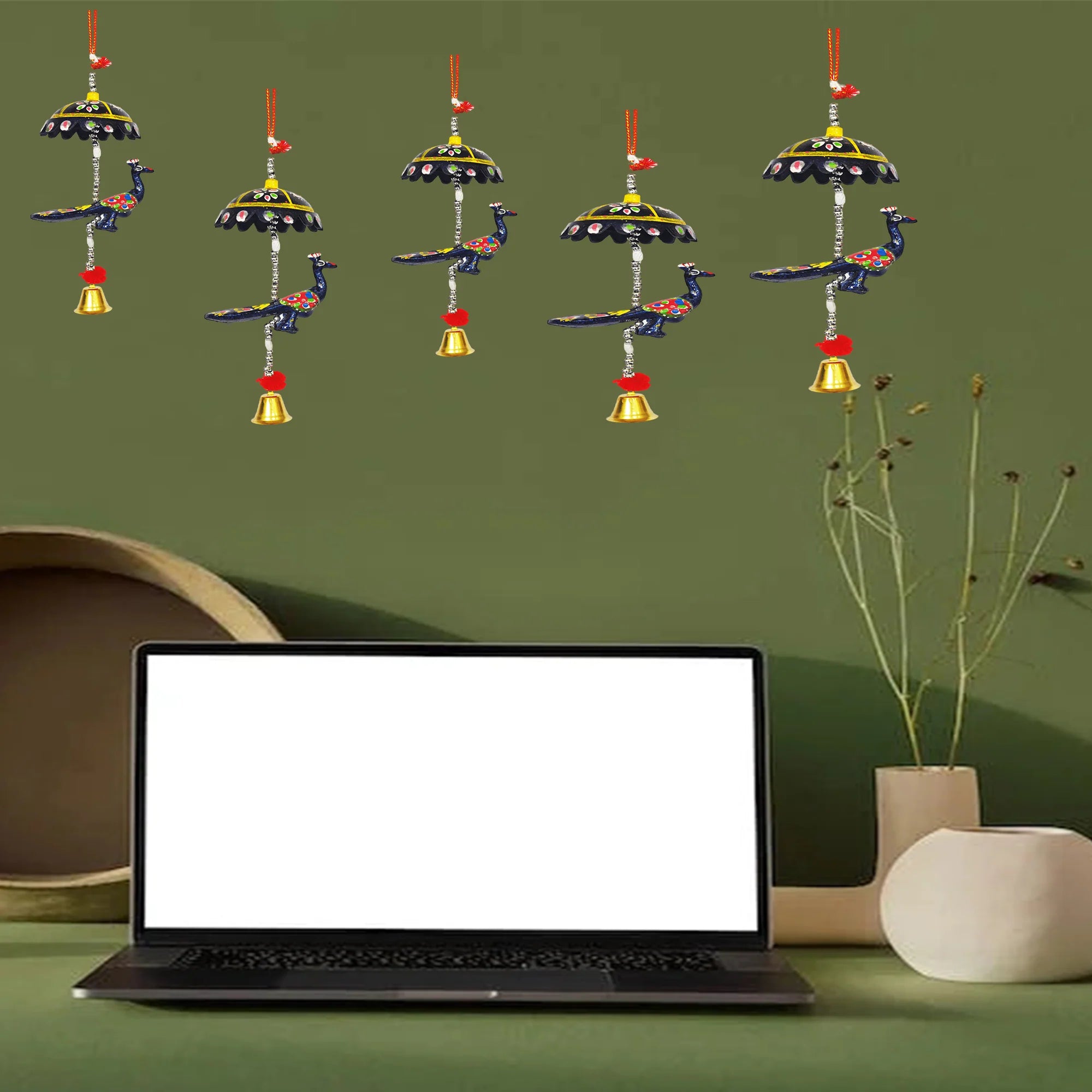 Peocock Hanging Jhoomer Dream Catcher Set of 10 pcs - Multicolour Secondary image