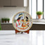 Marble Round Radha Krishan Plate With Wood Stand