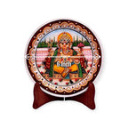 Marble Round Ganesh Plate With Stand