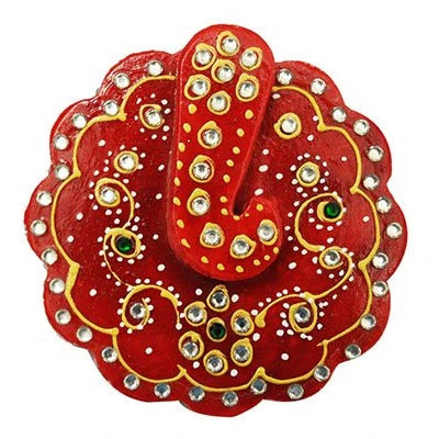 Marble Kundan Work Ganesha Roli Sindoor Chopra set of 2 pc