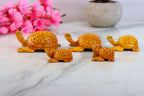 Wooden Tortoise Set Carving Antique Showpiece Set Of 5 Pcs