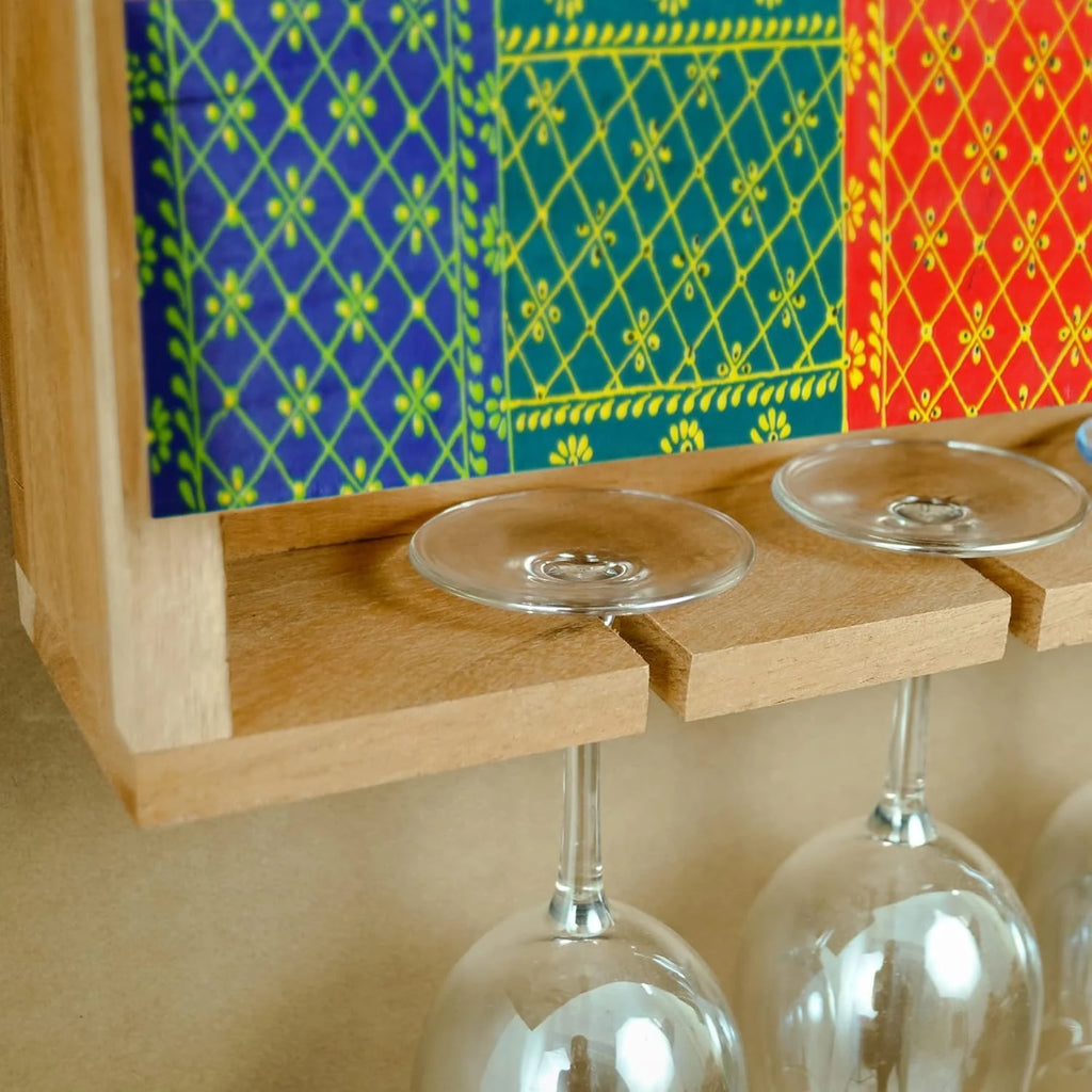 Wood Wine Glass Rack Wine Storage Rack & Glass Holder for Home