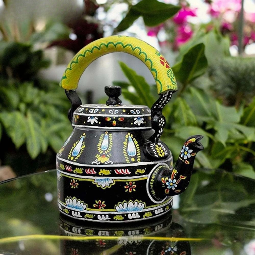 Aluminum Painted Tea Kettle floral print Main image