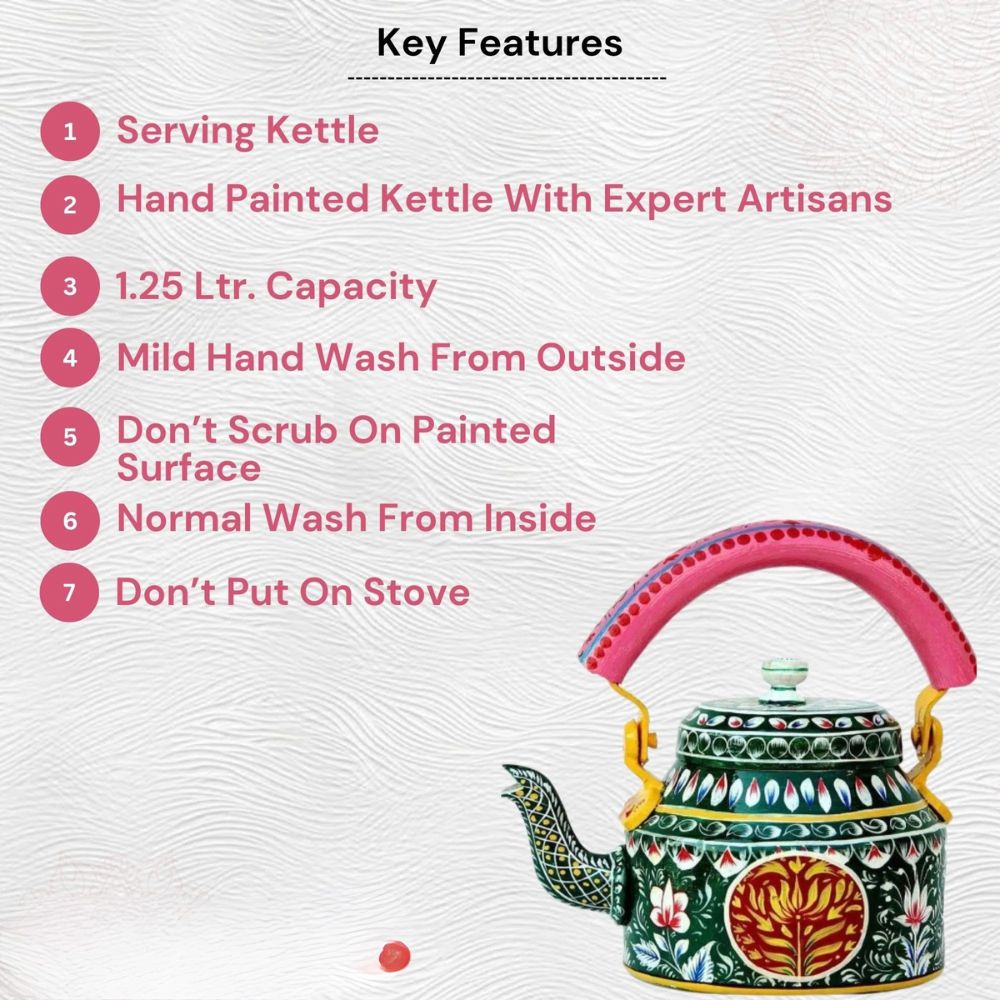 Aluminum Painted Tea Kettle Figurine Decorative