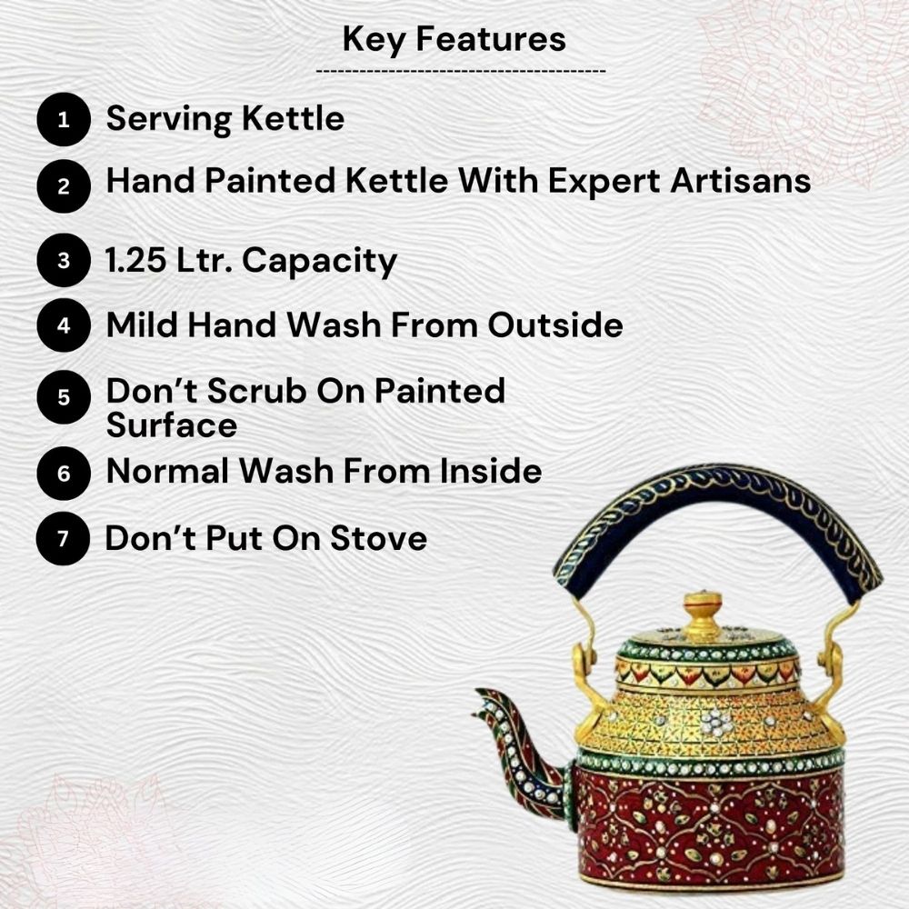 Aluminum Painted Tea Kettle Figurine Decorative