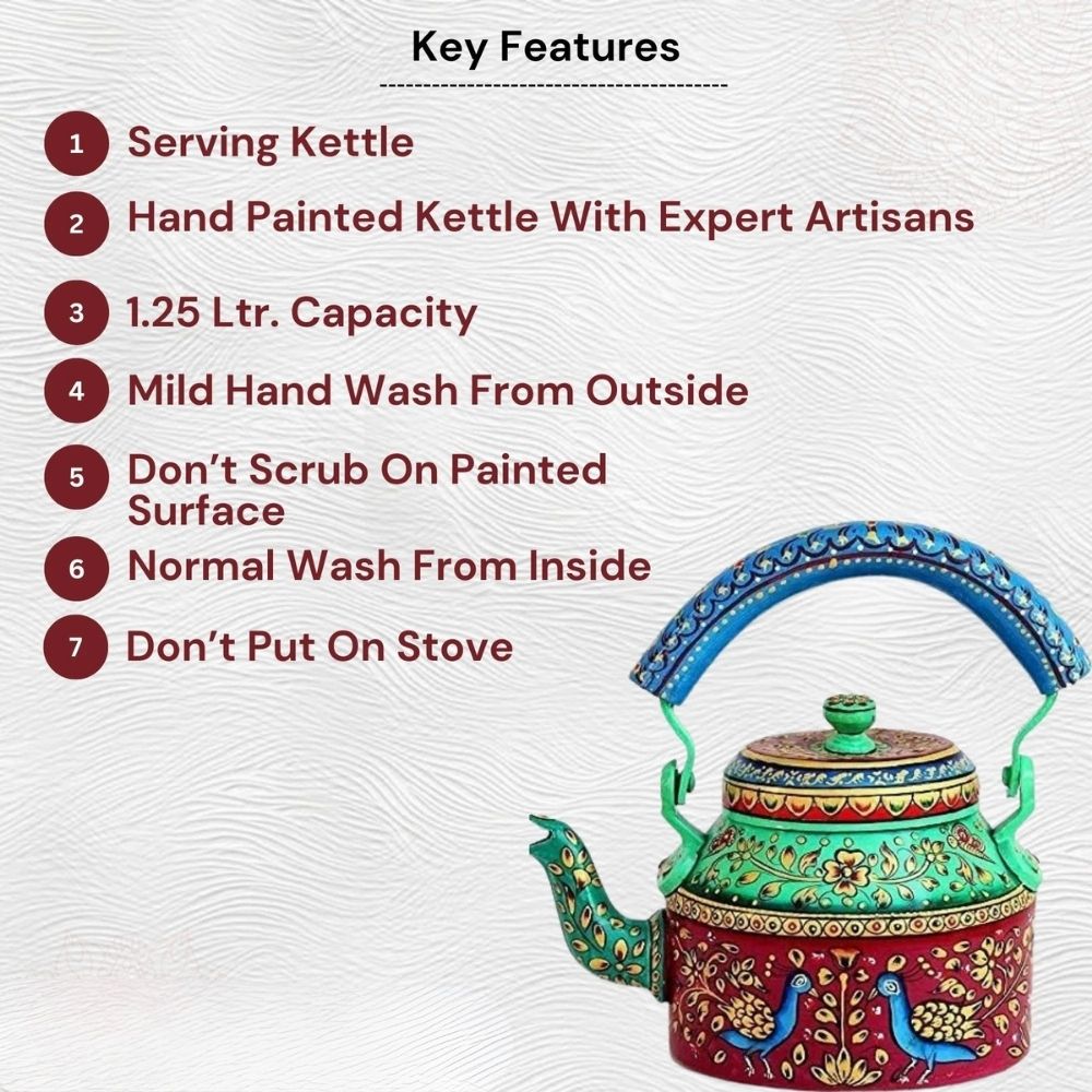 Aluminum Painted Tea Kettle Figurine Decorative