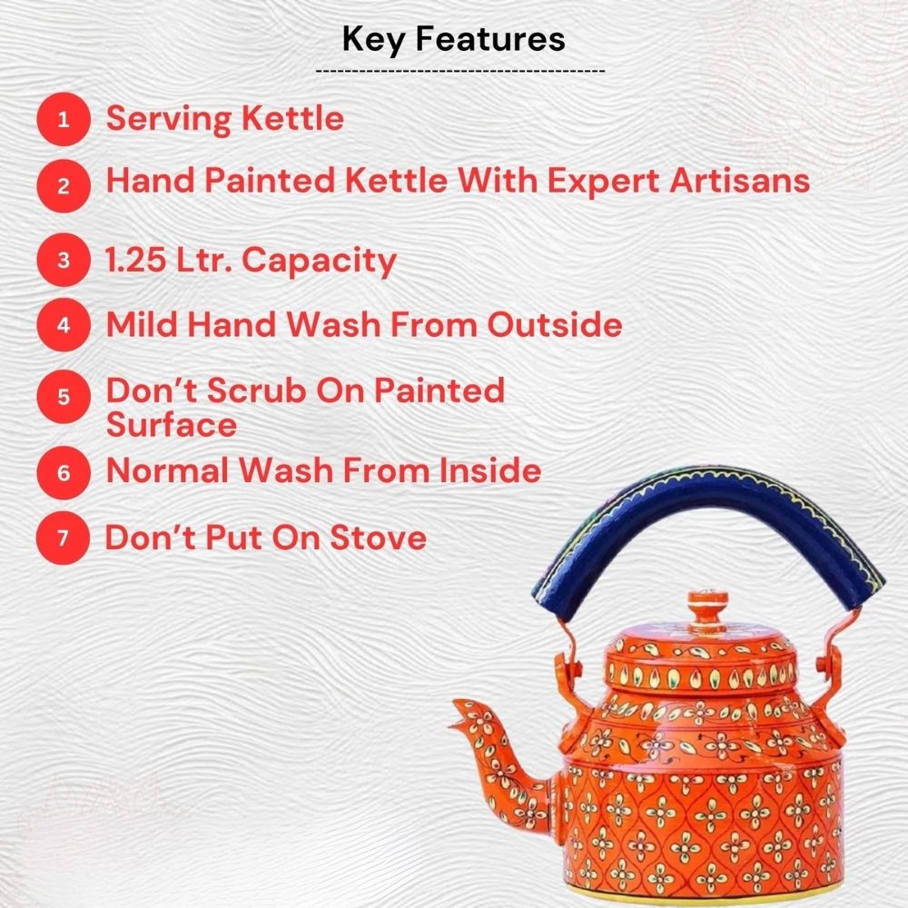 Aluminum Painted Tea Kettle Figurine Decorative
