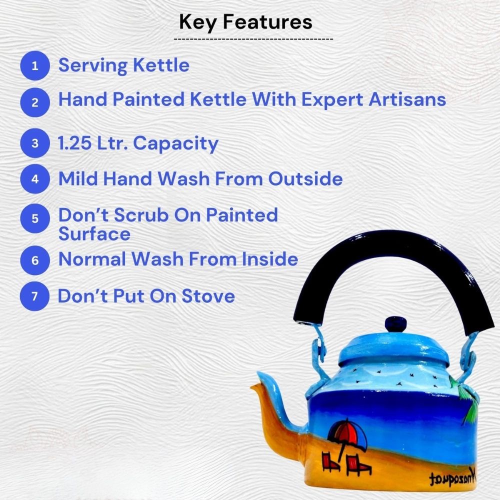 Aluminum Painted Tea Kettle Figurine Decorative