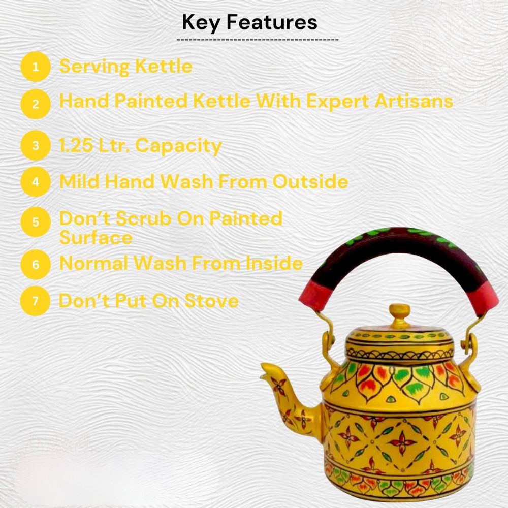 Aluminum Painted Tea Kettle With Cheerful Floral Design