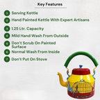 Beautifull Aluminum Hand Painted Tea Kettle Pot Decorative
