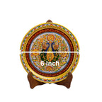 Marble Round Peocock Plate With Wood Stand