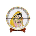 Marble Round Ragini With pallu Plate With Wood Stand
