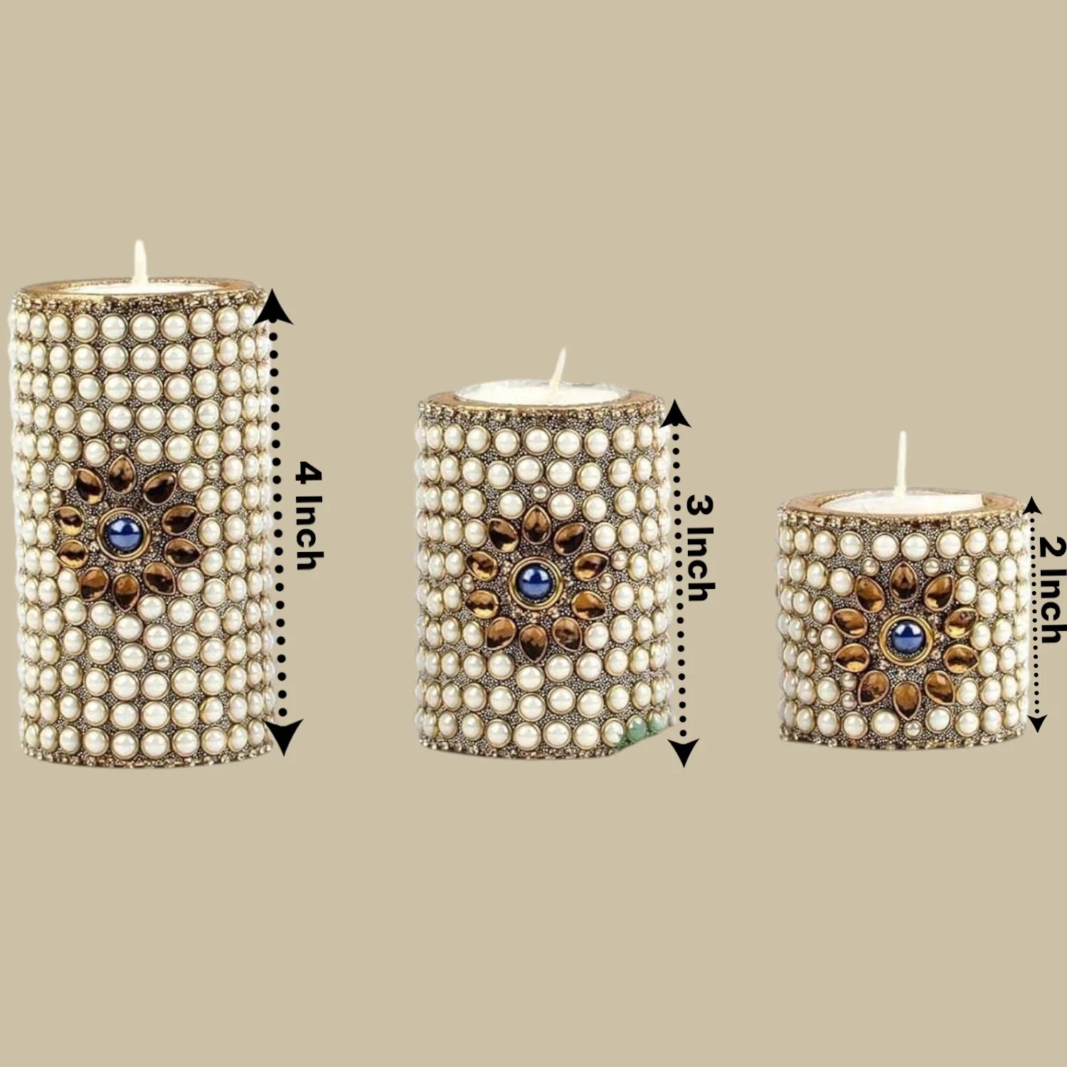 Wooden Tea Light Candle Holder Set of 3 - White Secondary image