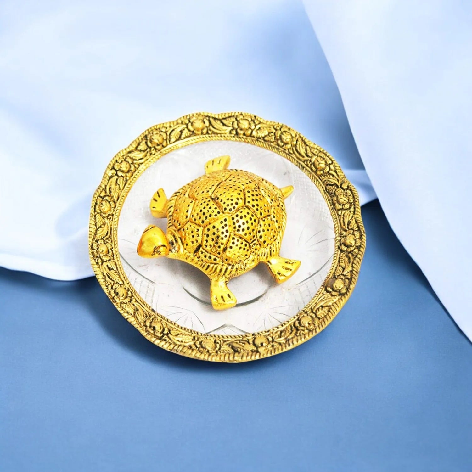 Metal Tortoise With Glass Plate