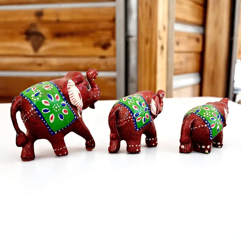 Elephant Fiber Showpiece Set of 3 Pcs