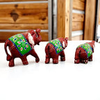 Elephant Fiber Showpiece Set of 3 Pcs
